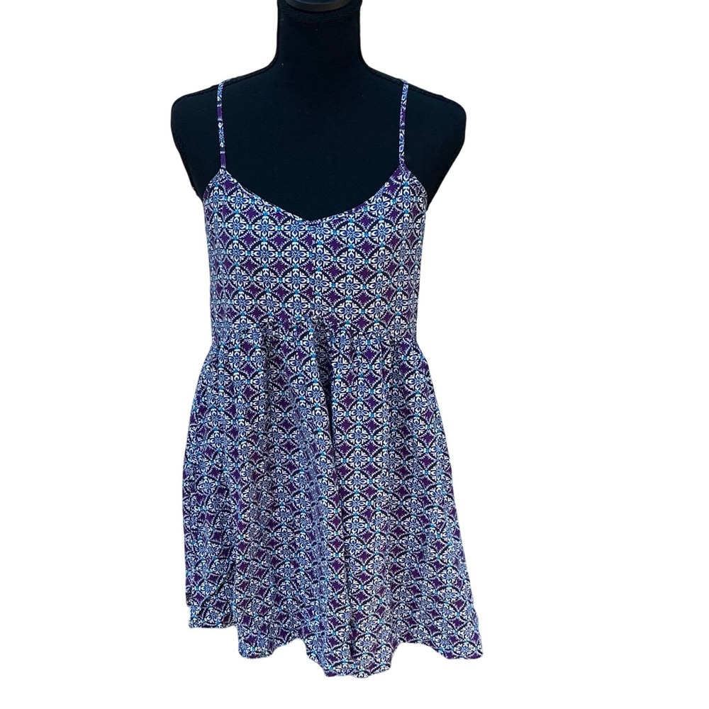 Express Purple Geometric‎ Medallion Print Boho Mini Dress Small Sleeveless Rayon